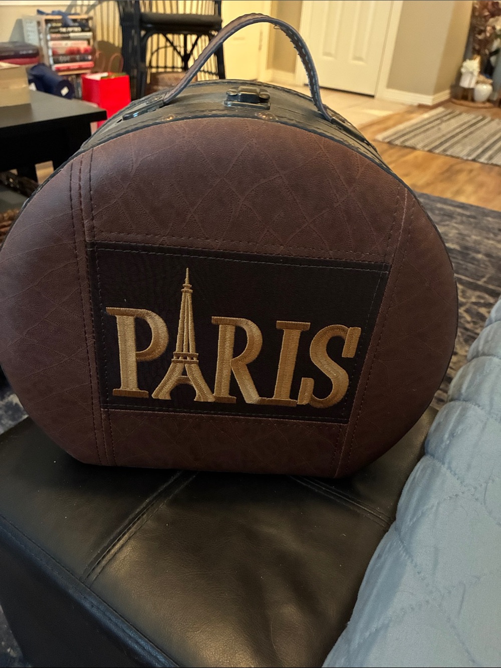 Paris Brown and Gold Decorative Hat Box or Travel Case